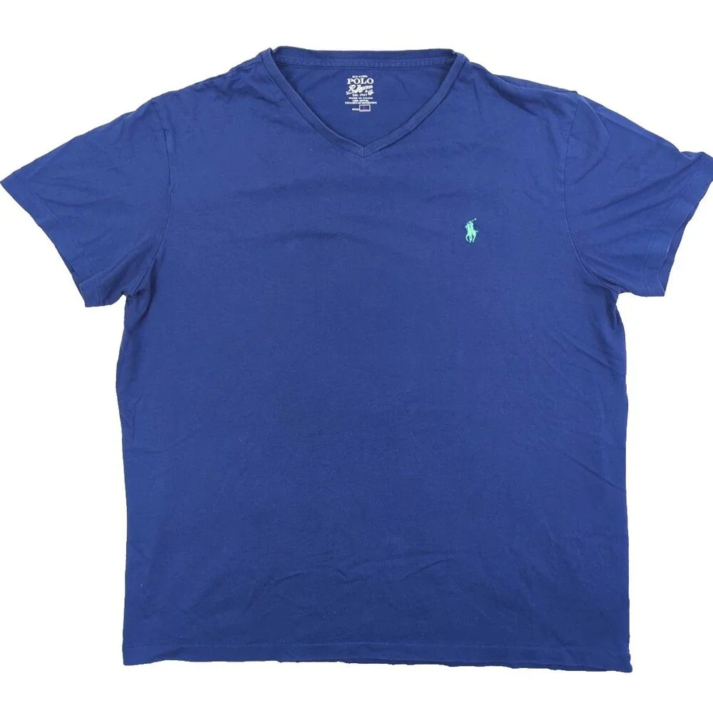 Polo Ralph Lauren T Shirt Mens L Light Blue Pony V-Neck Short Sleeve Lightweight